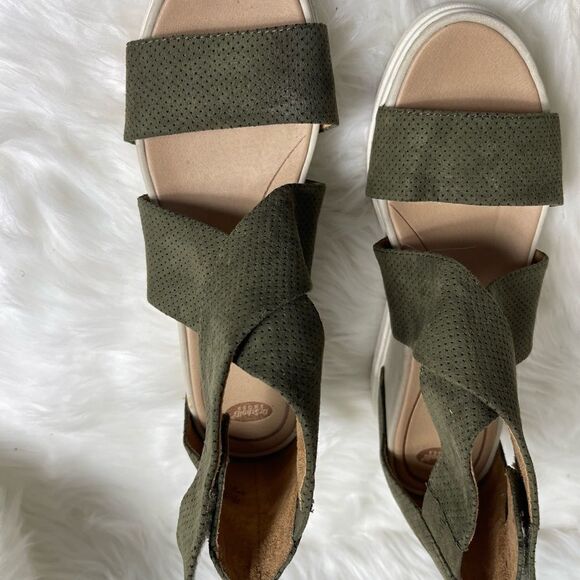 Dr Scholl’s  Sheena olive green Wedge ankle strap sandals size 8.5 - Picture 8 of 10
